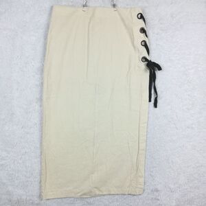 Venus Womens Skirt Linen Blend Maxi Natural Off White‎ Tie Grommet Plus 18